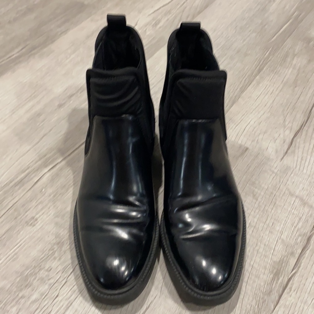 Zara Chelsea Booties Casual Round Toe Chunky Heel Ankle Boots Motorcycle Shoes